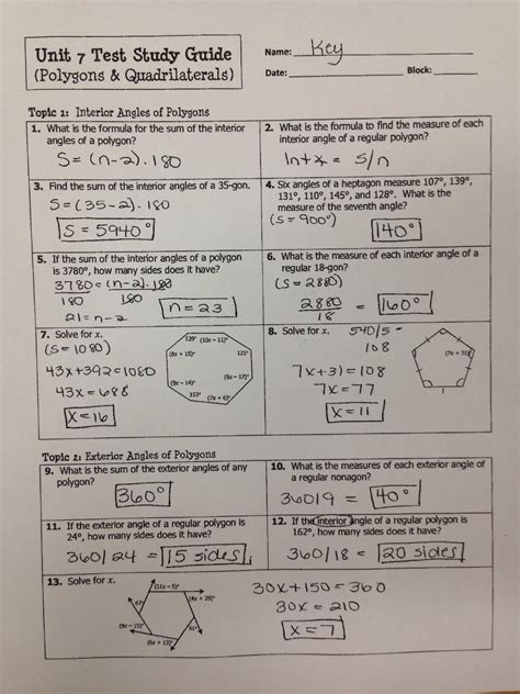 Lesson 4 Special Right Triangles. . Unit 7 study guide polygons and quadrilaterals answer key